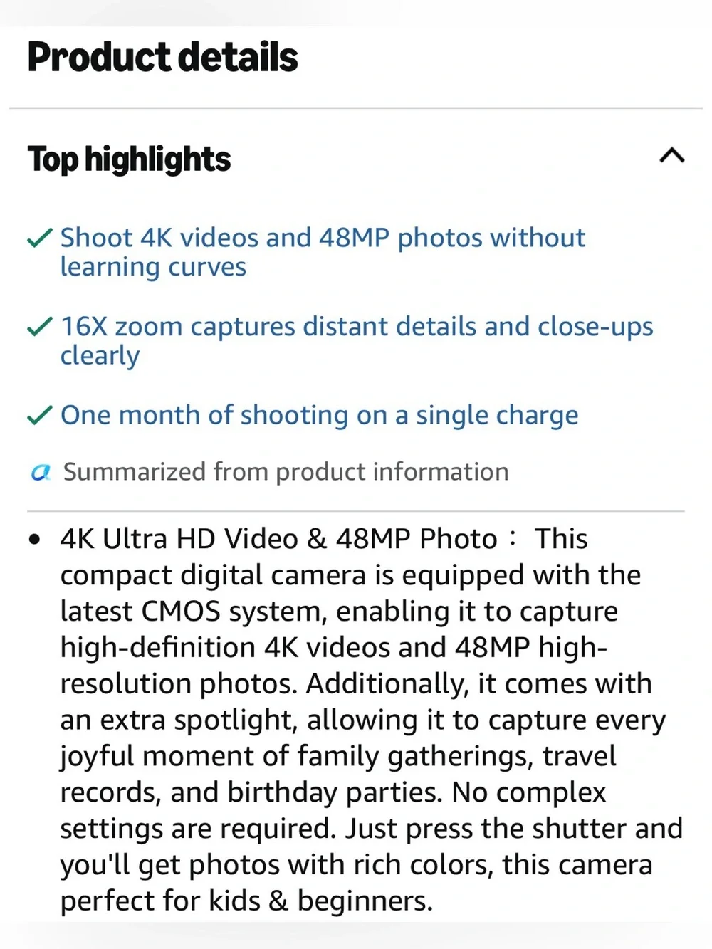 Digital Camera 4K for Kids-48MP Autofocus Vlogging Camera with 32GB Card